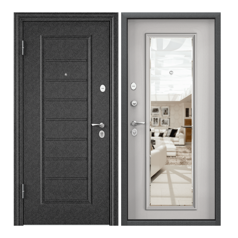 фото Дверь входная torex для квартиры металлическая delta pro 860х2050, левый, зеркало, черный torex стальные двери