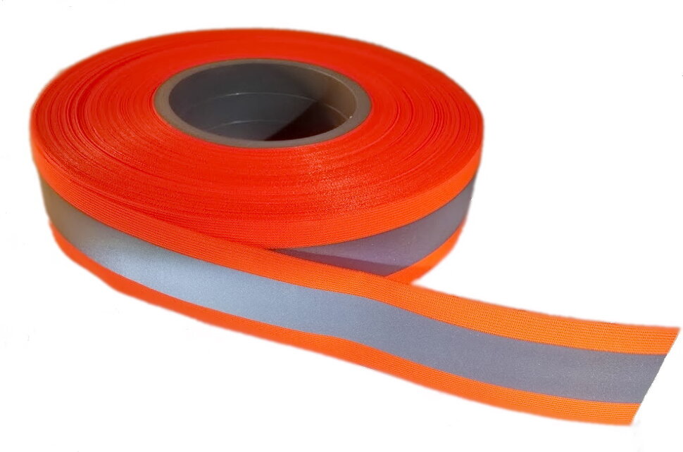 Светоотражающая лента пришивная для одежды 50мм5м повязка нарукавная светоотражающая 41 см × 3 см неоновый оранжевый