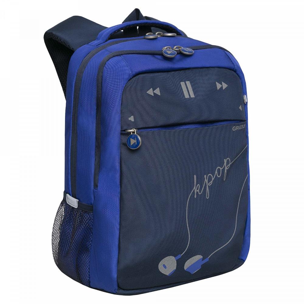 Школьный рюкзак GRIZZLY RB-156-2 ярко-синий-синий рюкзак женский grizzly школьный для девочки rd 342 2 1 графит