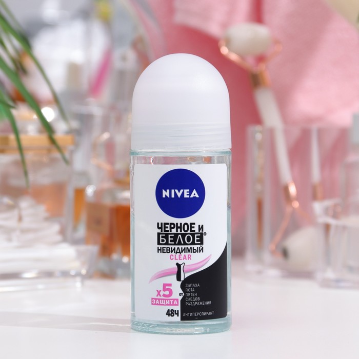 

Антиперспирант Nivea Clear Черное и Белое, шариковый, невидимый, 50 мл