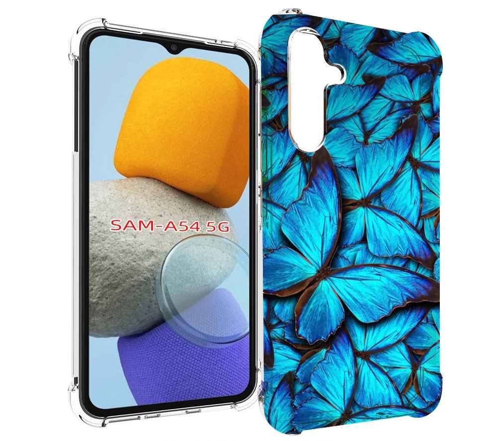

Чехол MyPads бирюзовые бабочки для Samsung Galaxy A54, Tocco