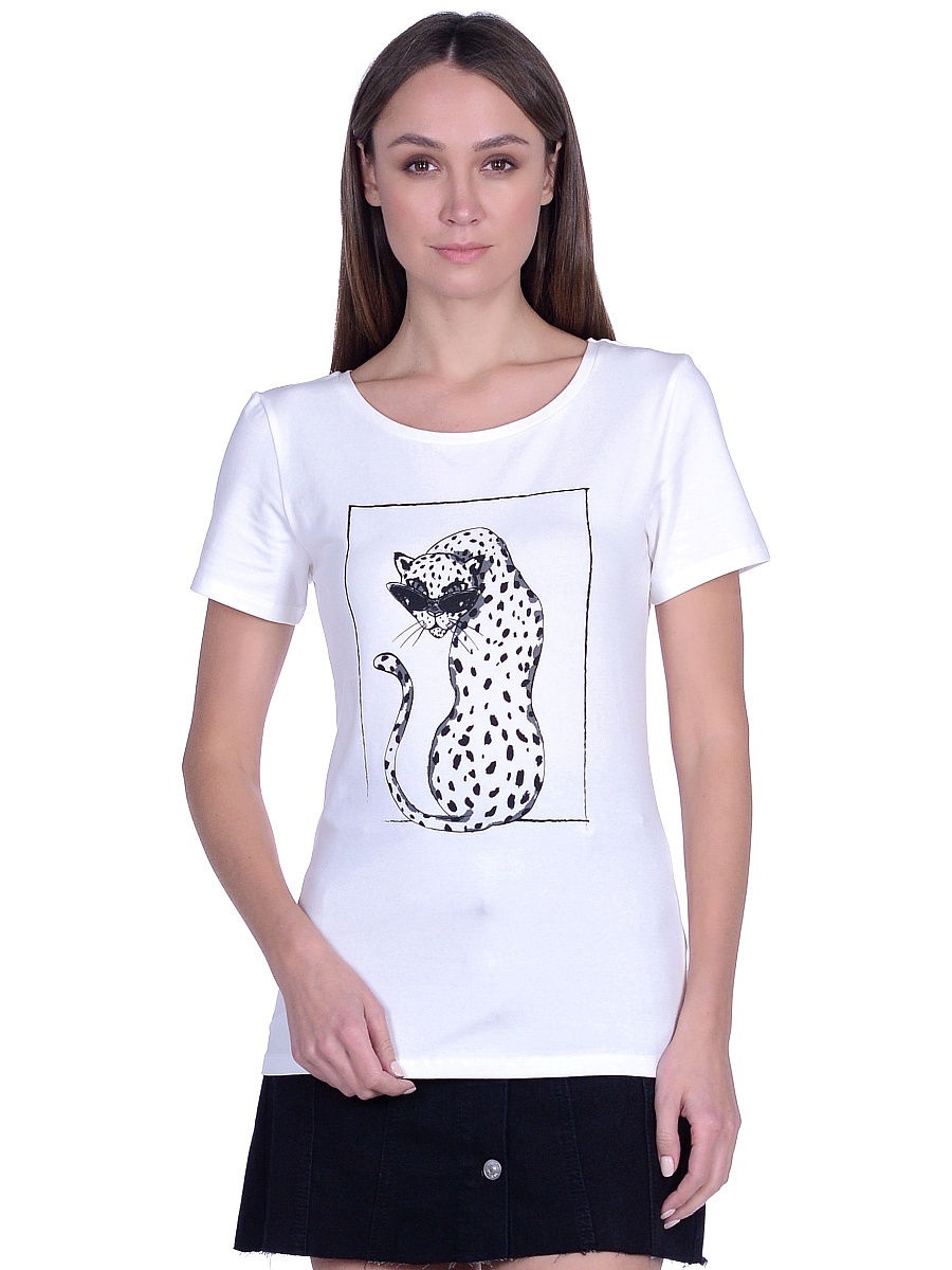 

Футболка женская Modis M201W01308 белая 42-44 RU, M201W01308