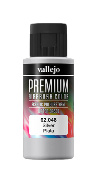 фото Краска для аэрографа vallejo premium color 60ml. 048-silver 62.048
