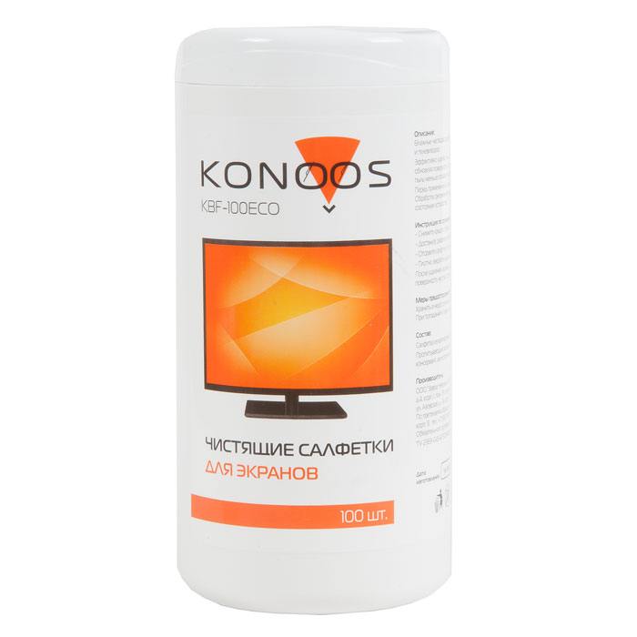 Салфетки для ЖК-экранов Konoos KBF-100ECO в банке, 100 шт.