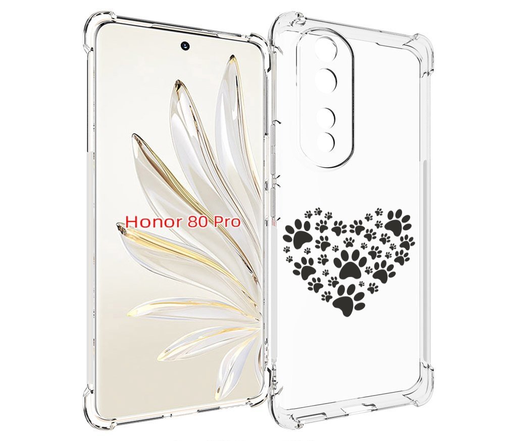 

Чехол MyPads следы-в-сердечке для Honor 80 Pro, Прозрачный, Tocco