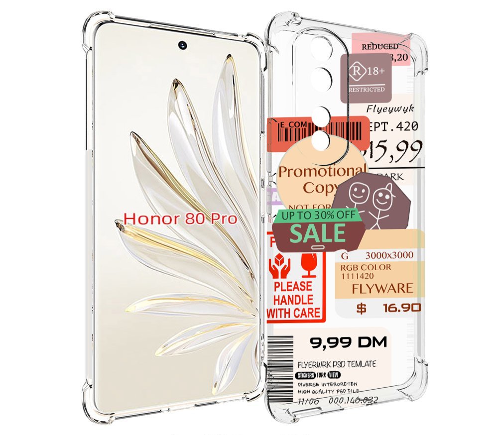 

Чехол MyPads скидочные-купоны-принт для Honor 80 Pro, Прозрачный, Tocco