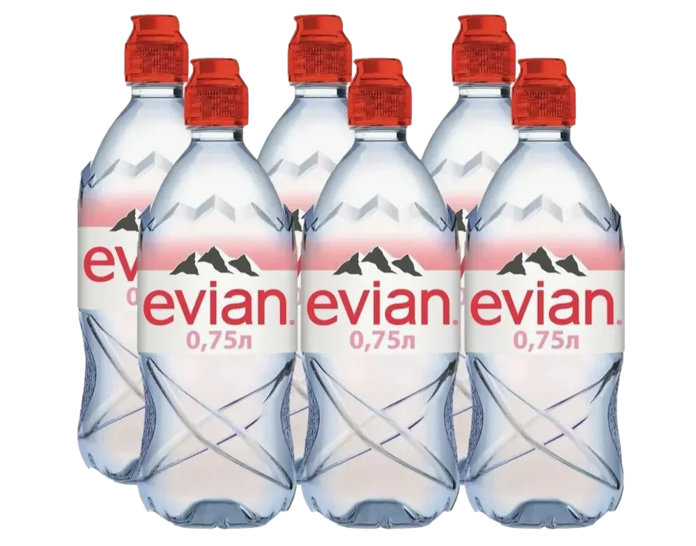 Вода минеральная природная Evian (Эвиан) 0,75 л х 6 шт, Спорт, негазированная, пэт