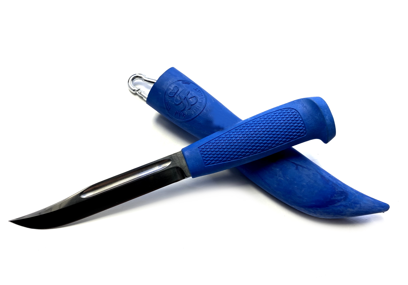 Нож Русский булат Финка 042, сталь 95х18, резинопластик (цвет синий)
