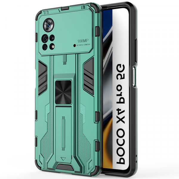 

Противоударный чехол-подставка Epik Galvatron для Poco X4 Pro 5G с защитой камеры, Зеленый