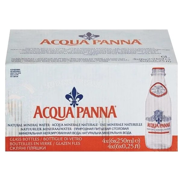 Вода минеральная Acqua Panna (Аква Панна) 0,25л х 24 шт. негазированная, стекло