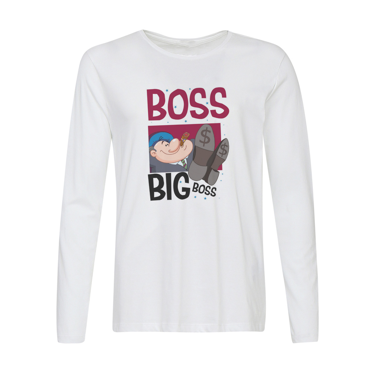 

Лонгслив CoolPodarok Прикол. Босс биг босс. Boss big boss, Белый, w0151673