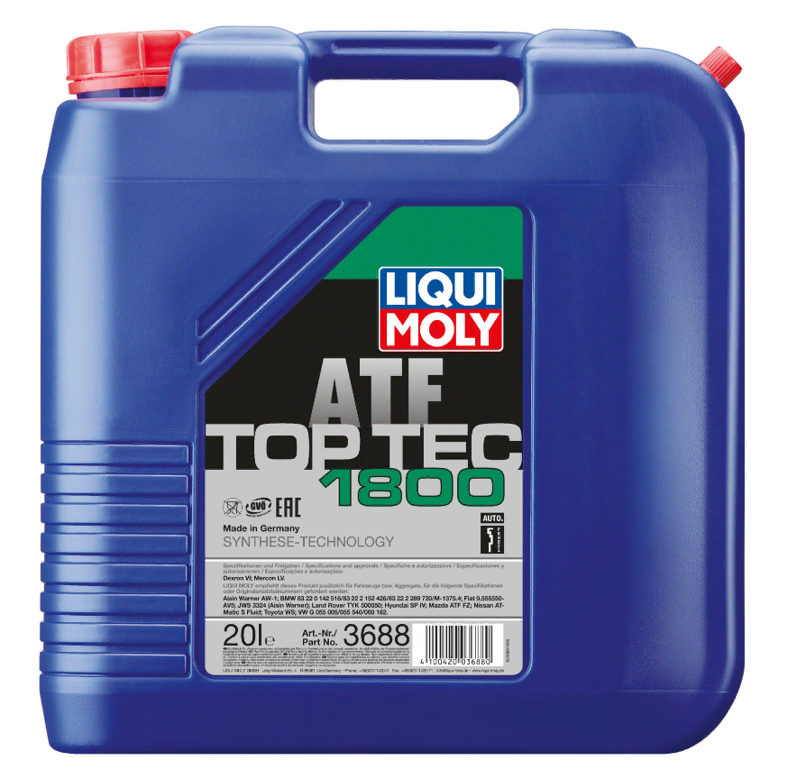 Синтетическое трансмиссионное масло для АКПП LIQUI MOLY 3688 Top Tec ATF 1800, 20 л