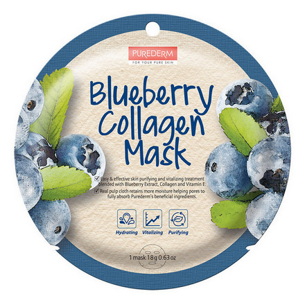 

Маска для лица Purederm, Blueberry Collagen, 18 г