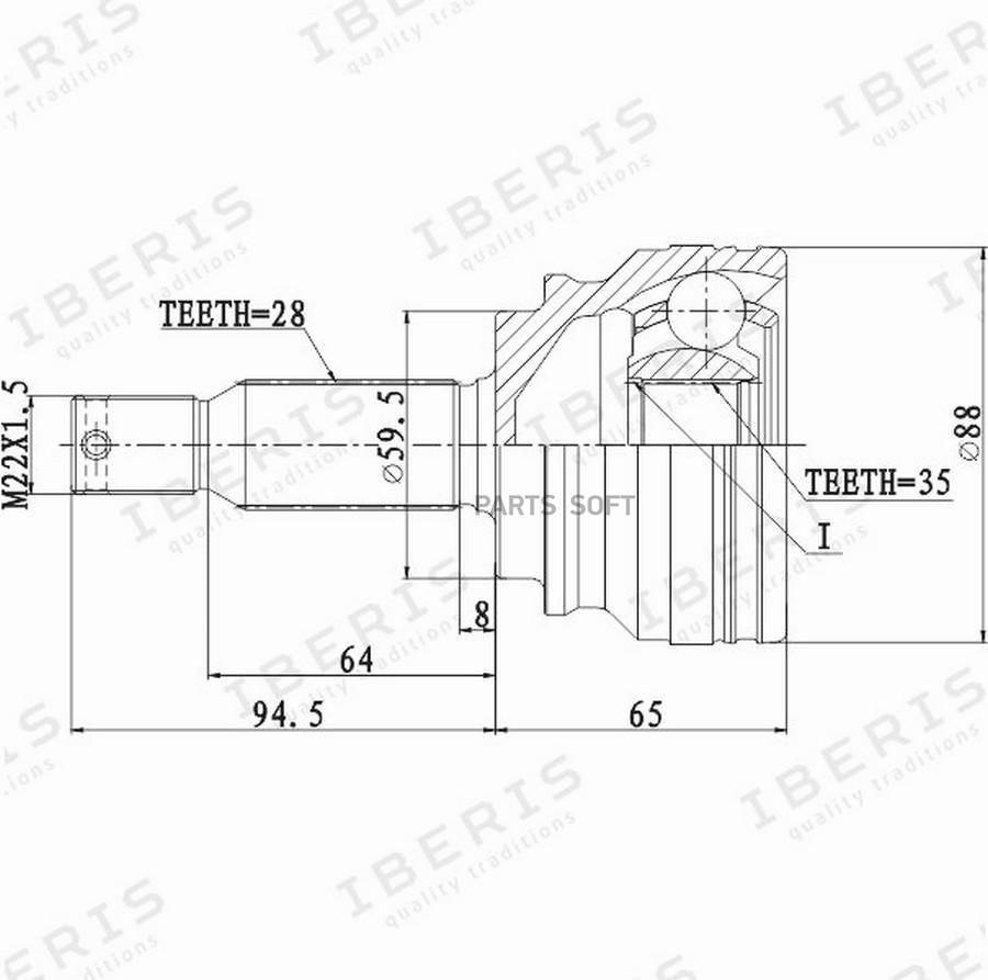 IBERIS ШРУС НАРУЖ РАЗМЕР 35Х595Х28 БЕЗ АБС CITROEN C-CROSSER MITSUBISHI OUTLANDER CW 20 2129₽