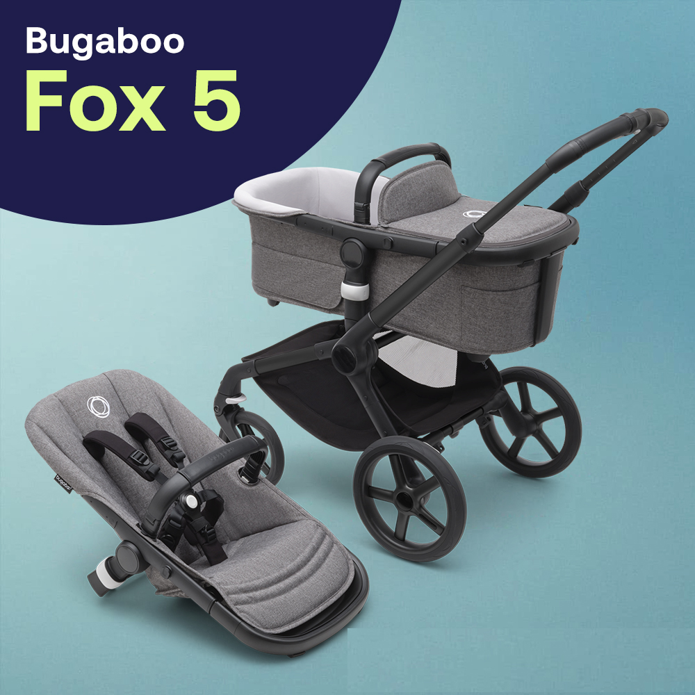 Коляска без капюшона Bugaboo Fox 5 base BLACK/GREY MELANGE 100052029 без капюшона