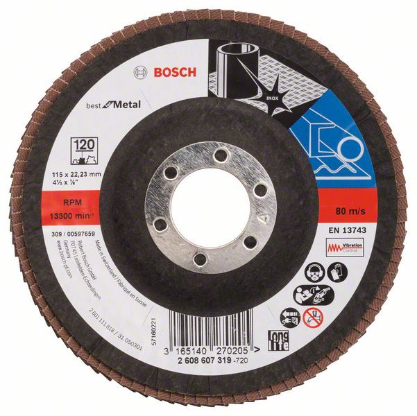 Лепестковый шлифкруг X551, Bosch Expert for Metal 115мм К120 (2608607319) фибровый шлифкруг bosch