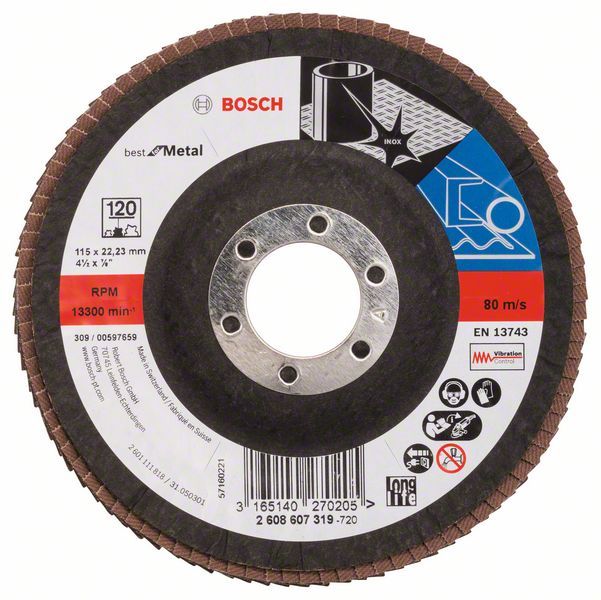 Лепестковый шлифкруг X551, Bosch Expert for Metal 115мм К120 (2608607319) шлифкруг фибровый bosch 2 608 605 474 expert for metal для ушм 125 мм p24