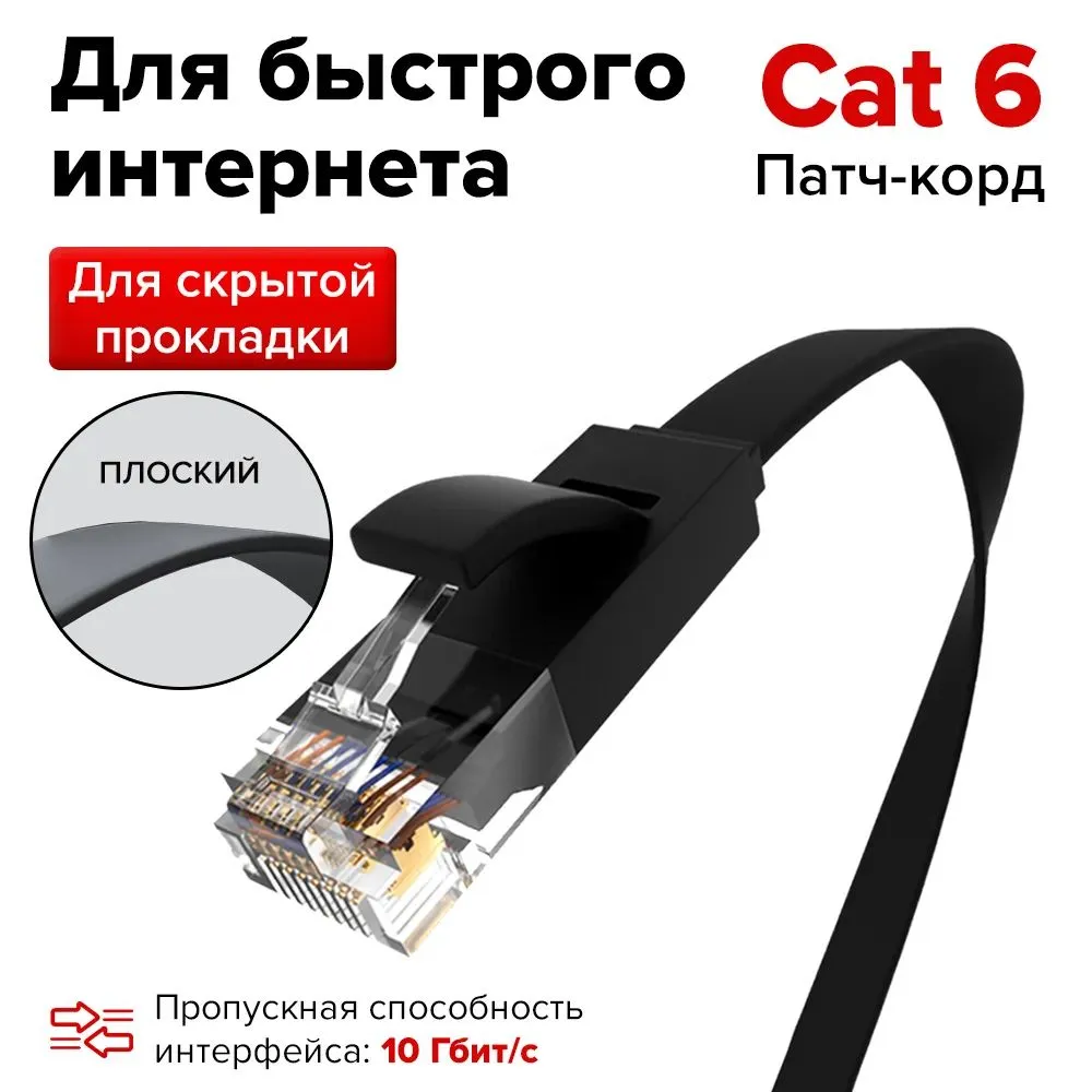 

Патч-корд RIPO RJ45 вилка - RJ45 вилка RJ45 - RJ45 5м 003-300141, Черный, UTP4 Cat 6
