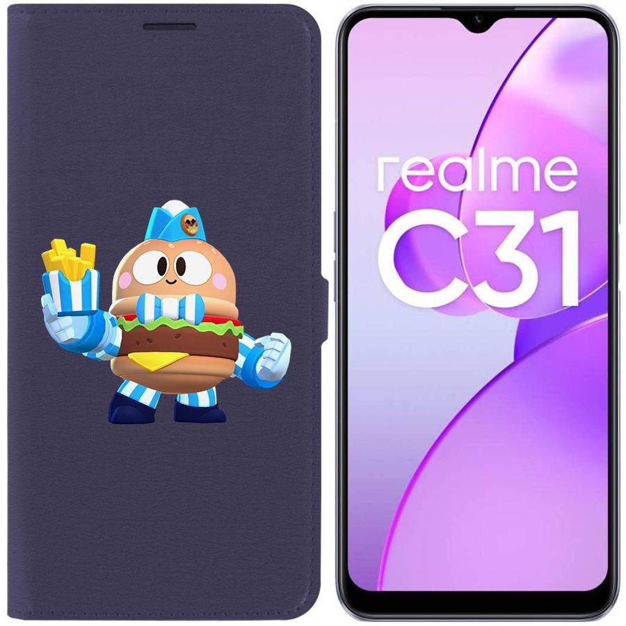 

Чехол-книжка Eco Book для Realme C31 Brawl Stars-Бургер Лу