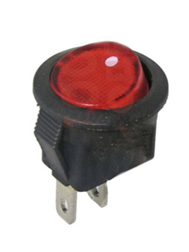 Кнопка автомобильная клавиша d 14,4mm 2 положения 2 контакта (красный)