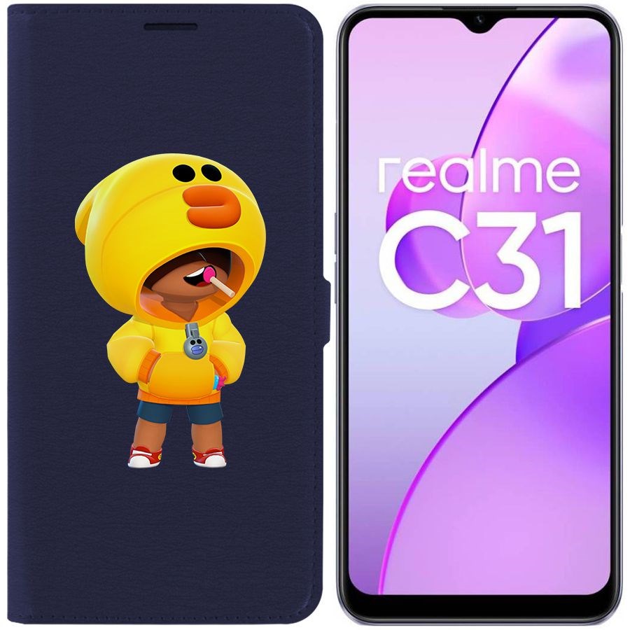 

Чехол-книжка Eco Book для Realme C31 Brawl Stars-Леон Салли
