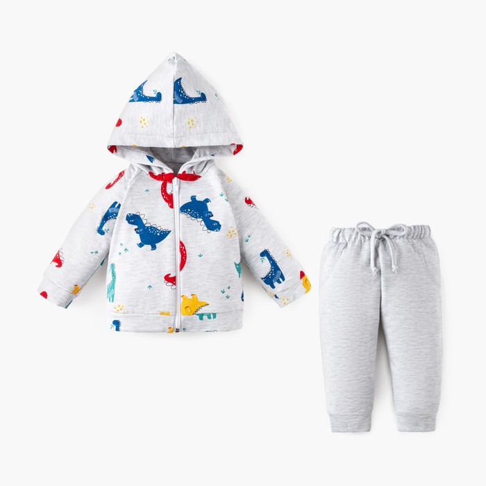 

Комплект: худи и брюки Крошка Я Dino, рост 86-92 см, цвет серый, Крошка Я Dino