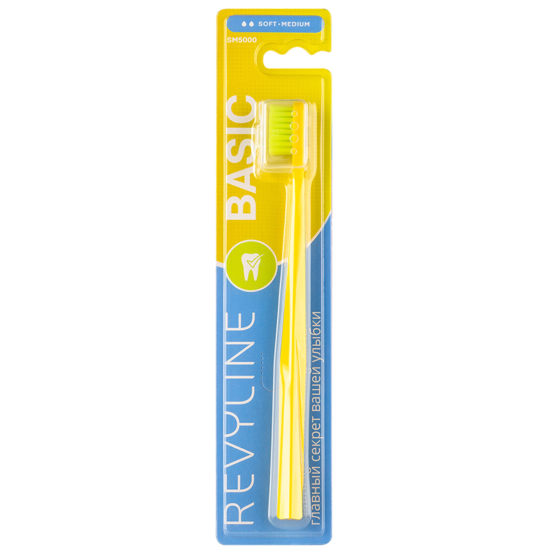 Зубная щетка Revyline SM5000 Basic желтая-салатовая зубная щетка revyline interspace монопучковая сиреневая