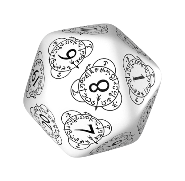 Кубик-счётчик Единорог D20 Level Counter White & black Die 1 20LEV02