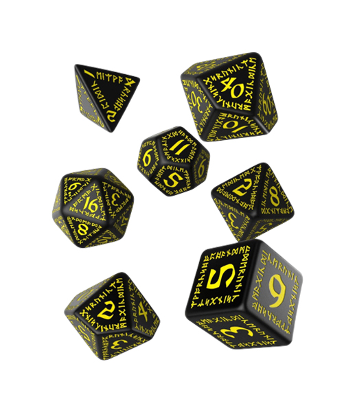 фото Набор кубиков q-workshop runic black & yellow dice set 7 srun07