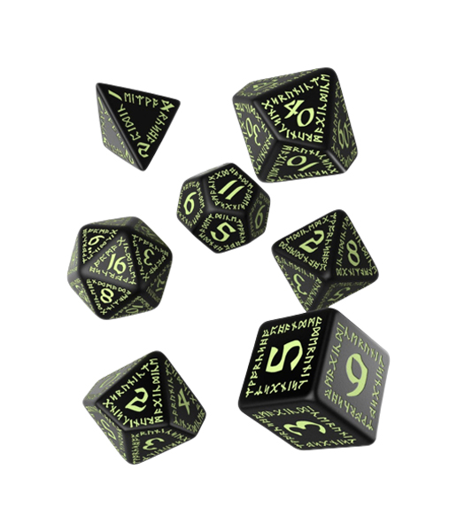 

Набор кубиков Q-Workshop Runic Black & glow-in-the-dark Dice Set 7 SRUN19, Зеленый;черный