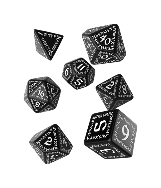 Набор кубиков Q-Workshop Runic Black & white Dice Set 7 SRUN05