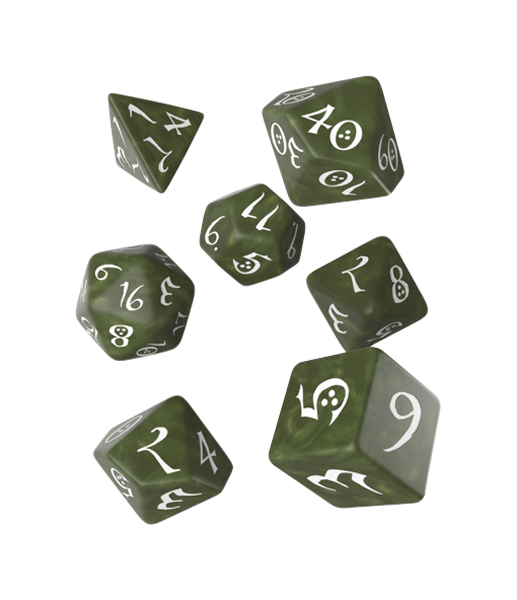 фото Набор кубиков q-workshop classic rpg olive & white dice set 7 scle1c