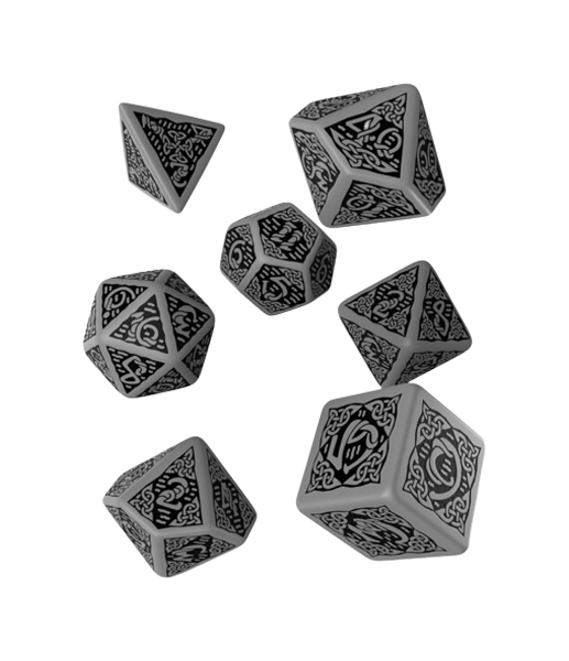 фото Набор кубиков q-workshop celtic 3d revised gray & black dice set 7 scer12