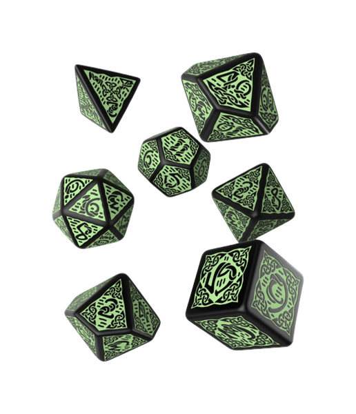 

Набор кубиков Q-Workshop Celtic 3D Revised Black & green Dice Set 7 SCER21