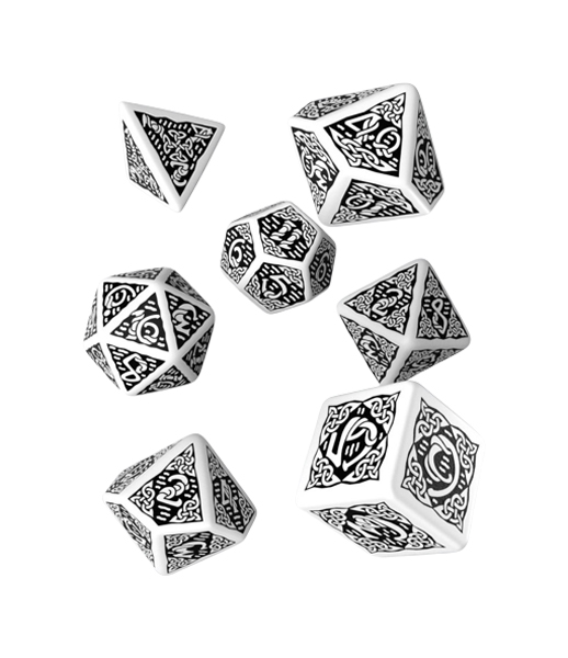 фото Набор кубиков q-workshop celtic 3d revised white & black dice set 7 scer02