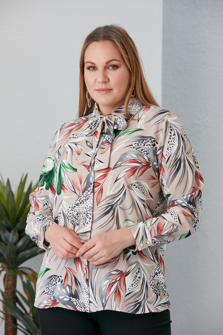 

Рубашка женская RMG Buyuk Beden 19019 бежевая 48 RU (доставка из-за рубежа), Бежевый, 19019