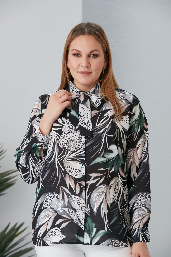 

Рубашка женская RMG Buyuk Beden 19017 черная 48 RU (доставка из-за рубежа), Черный, 19017