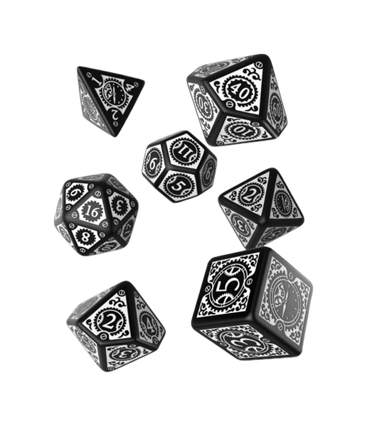 фото Набор кубиков q-workshop steampunk clockwork black & white dice set 7 sstc05