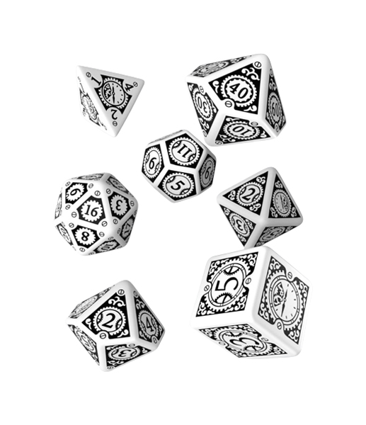 фото Набор кубиков q-workshop steampunk clockwork white & black dice set 7 sstc02