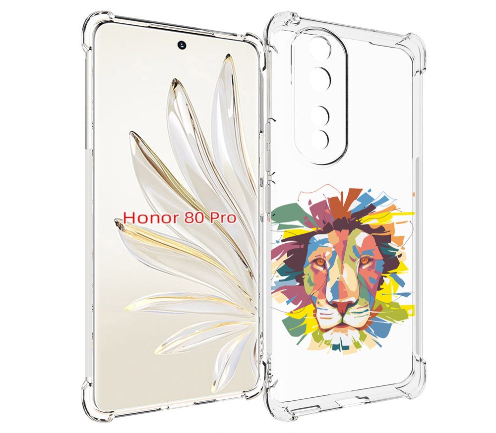 

Чехол MyPads разноцветный-лев детский для Honor 80 Pro, Прозрачный, Tocco