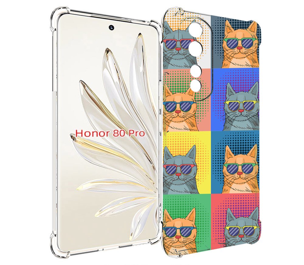 

Чехол MyPads разноцветные-коты для Honor 80 Pro, Прозрачный, Tocco