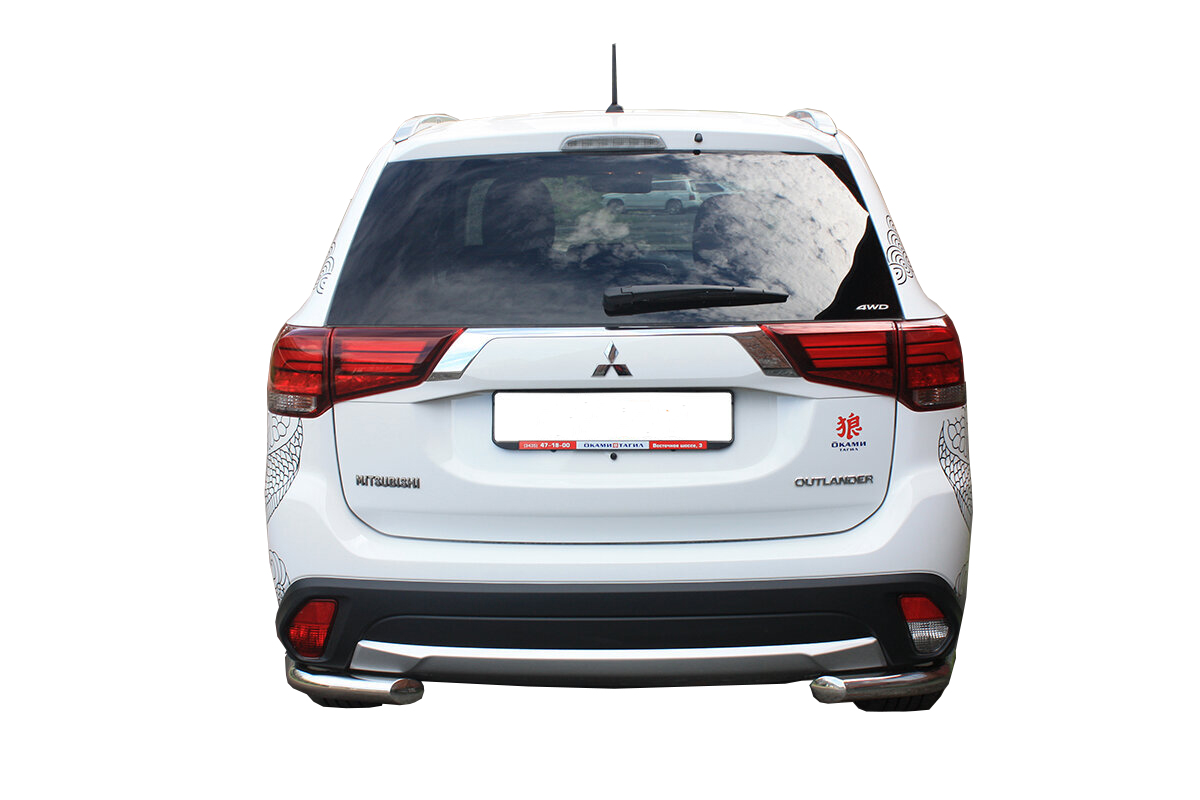 фото Защита задняя alfeco mitout-15.09 для mitsubishi outlander 2015- уголки d 60,3