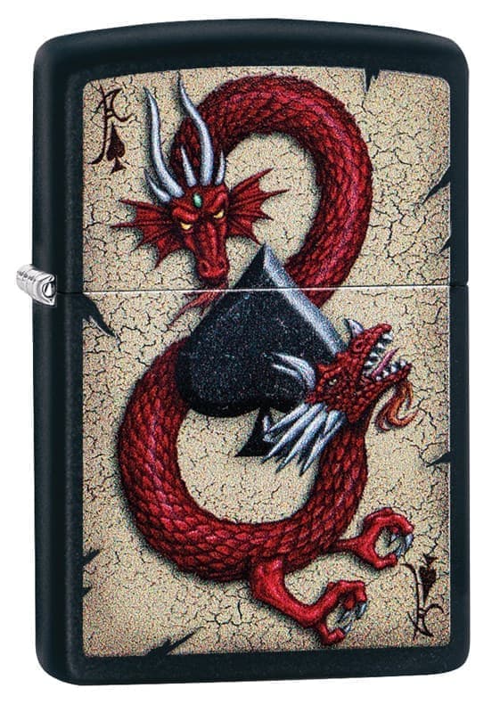 

Зажигалка ZIPPO Dragon Ace Black Matte, латунь/сталь, чёрная, матовая, 38x13x57 мм