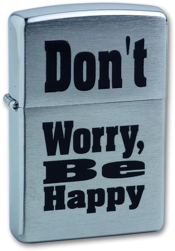 

Зажигалка ZIPPO Don`t Worry, Brushed Chrome, латунь/сталь, серебристая, 38x13x57 мм, Серебристый