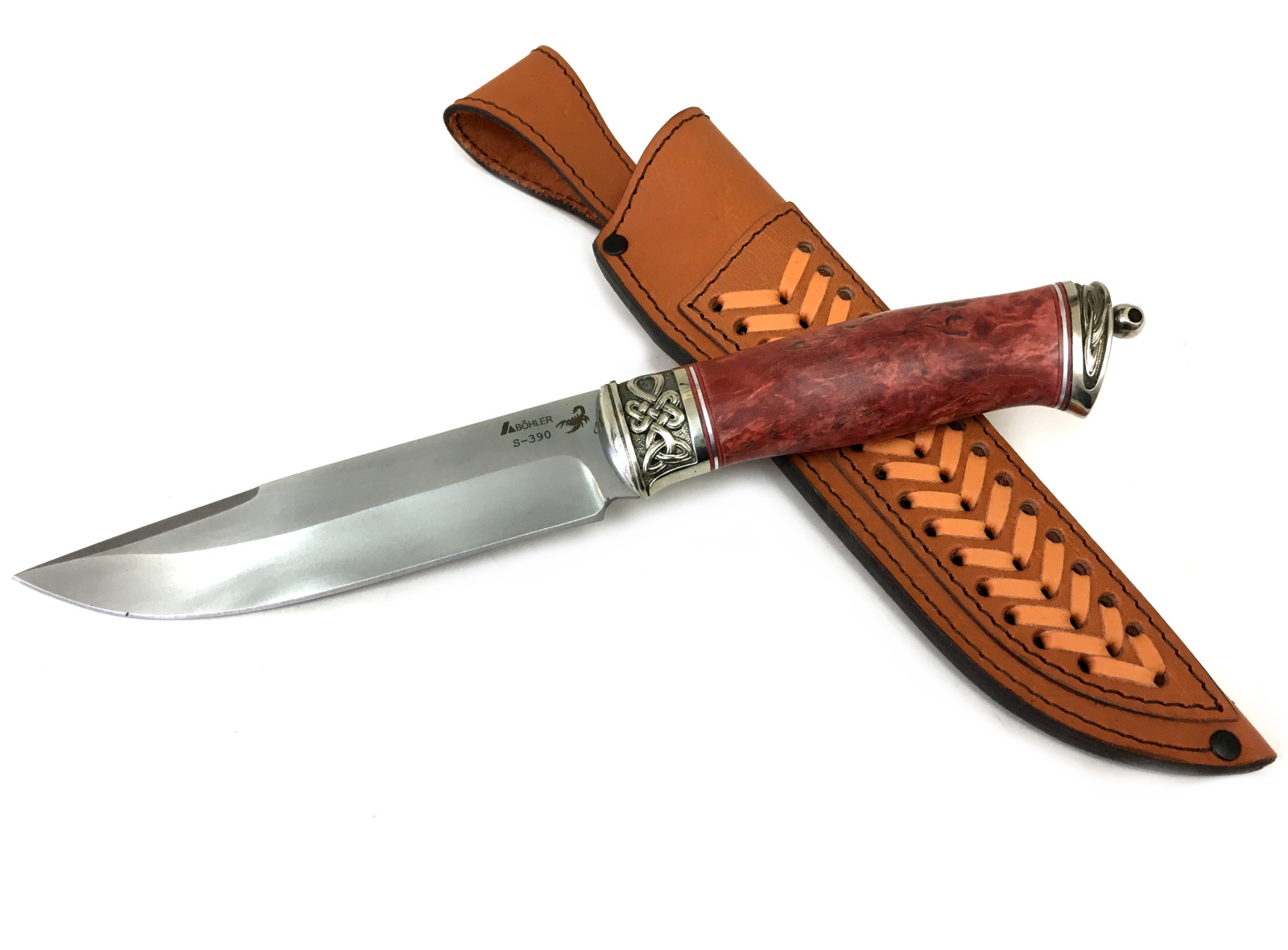 Нож Петров Скорпион, BOHLER S390, стабилизированная карельская береза