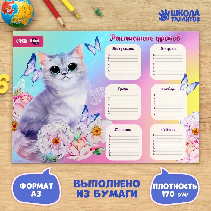 

Расписание уроков «Воздушное чудо» А3(10 шт.), Разноцветный