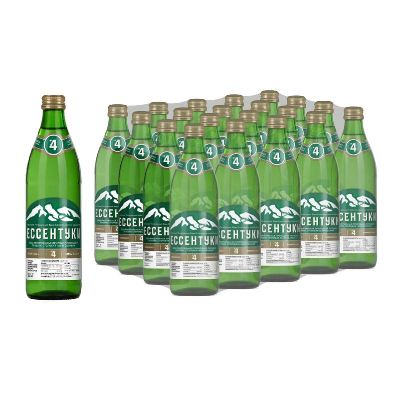 Вода минеральная Ессентуки №4 0,45 л х 20 бутылок, газированная, стекло