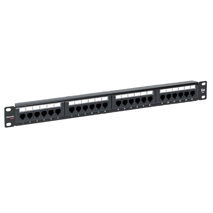 

Патч-панель 19дюйм кат.5e 1U неэкранированная UTP 24 порта RJ-45 Dual IDC TeraLINK PRO EKF, Серый