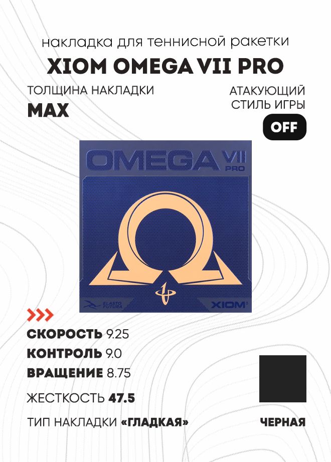 Накладка для ракетки Xiom Omega VII Pro черный, max