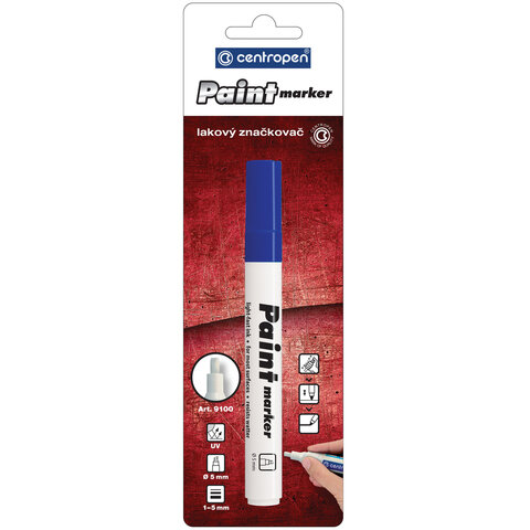 

Маркер-краска лаковый (paint marker) синий Centropen, скошенный наконечник, 1-5 мм, 6 шт